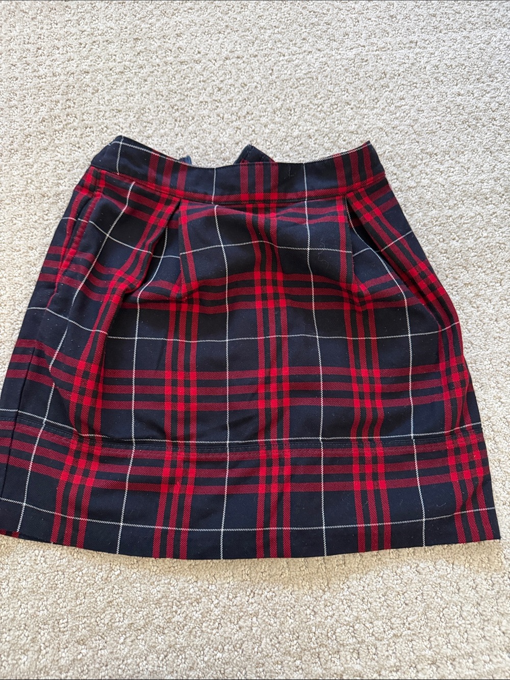 Lands' End Red and Navy Plaid Mini Skirt sz 8